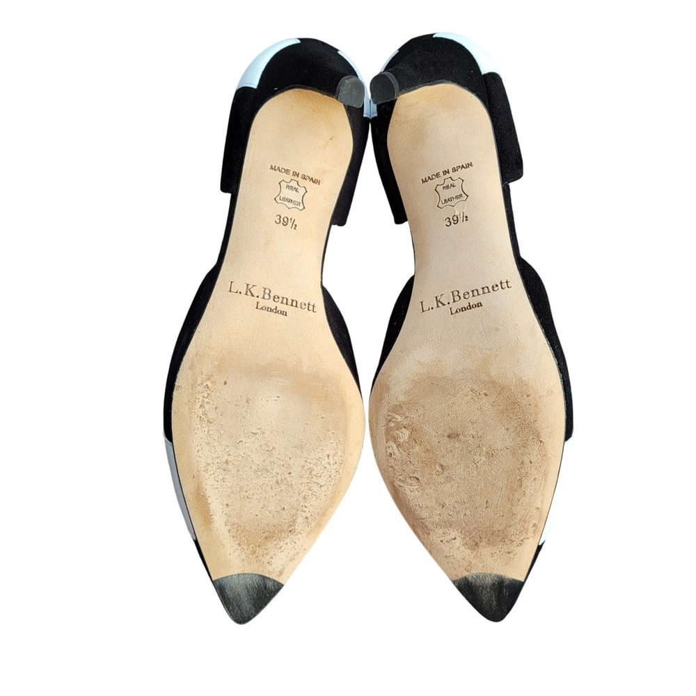 L.K. Bennett Black Suede White Leather D'Orsay‎ Heels Pumps 39 9.5 Colorblock - Picture 8 of 8